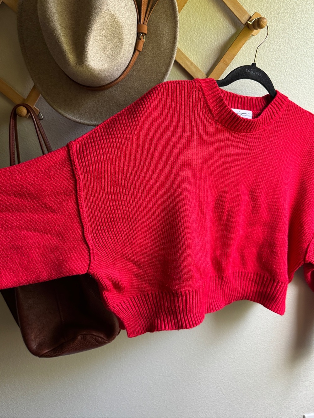 CJLA Red Cropped Crewneck Sweater - Women - Picture 6 of 8